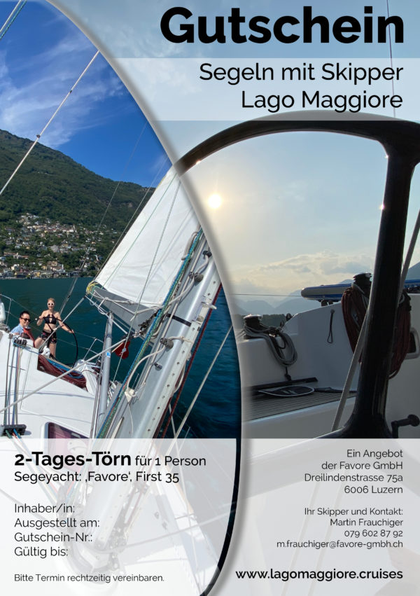 segel-gutschein für einen 2-Tages-Törn, Segeln Lago Maggiore